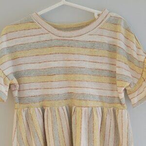 Rylee & Cru Girl's Dress, Size 2-3 Y, Cream with Green & Yellow Stripes